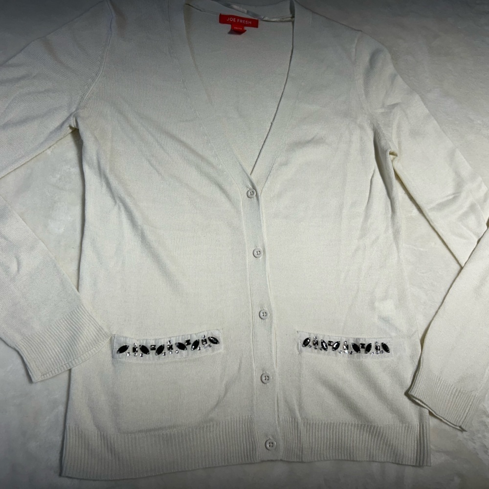 Women's White Cardigan Sweater